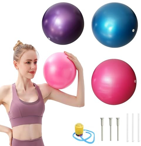 TioRacY 3 Stück Pilatesball 25 cm, Gymnastikball und Luftpumpe, Sitzball, Yoga Ball, Pilates Ball Für Training und Fitness