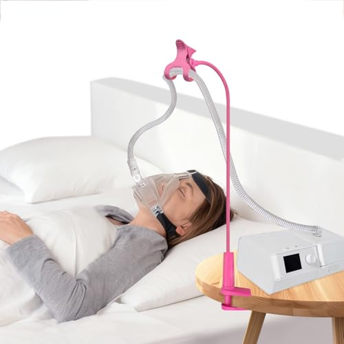 CPAP Schlauchhalter, 360° Drehung Regulieren CPAP Schlauchheber und Schlauchunterstützung Aufhänger zur Verhinderung von CPAP Schlauch Leckage & Verwicklung,CPAP Schlafapnoe Gerät Zubehör (Rosa)