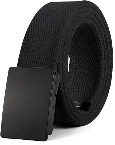 WHIPPY Herren Nylon Canvas Arbeitsgürtel Verstellbar Stoffgürtel Unisex Web Gürtel mit Metallschnalle, Schwarz Schwarz Schnalle, 135cm