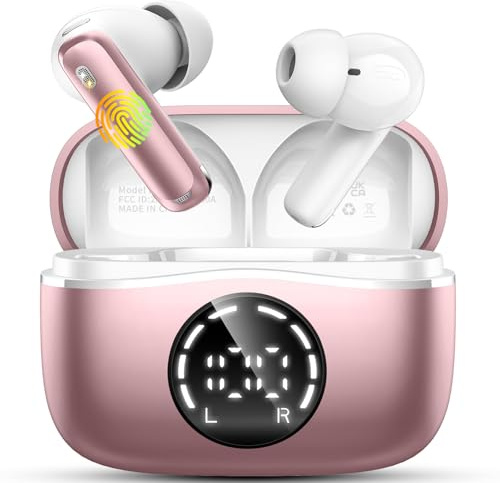 Donerton Wireless Earbuds, Bluetooth 5.4 Ear buds with 4 ENC Noise Cancelling Microphone, In ear Headphone with HiFi Stereo Deep Bass, Bluetooth Earphones 45H Playtime LED Display, IP7 Waterproof