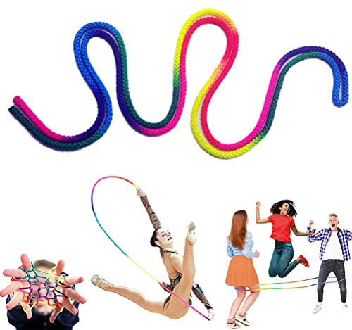 POENVFPO Cuerda de Gimnasia, Cuerda de Entrenamiento Rítmica de Nailon Colorida, 3 Metros de Longitud para Actividades de Saltar la Al Aire para Niños y Adultos (Colorful)