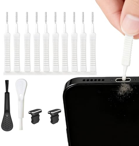 Portable Phone Cleaner USB C Port Cleaner Lightning Ports and Speakers 12 Anti-Dust Brushes and Foam Tips for Connectors and Sockets Phone Cleaning Kit Phone Port Cleaning Kit Keyboard Cleaning Kit