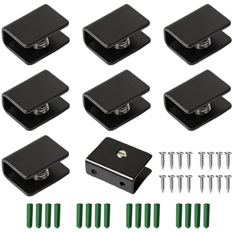 Pack of 8 Stainless Steel Square Glass Shelf Clamp Clip Holder Support Bracket (Suitable for 6-8 mm Thick Glass)