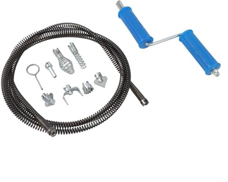 Vacumist Pipe Cleaning Spiral for Electric Pipe Cleaning Machine,3 m Length 12 mm Diameter with 6 Interchangeable Cutting Heads (Without Handle)(B)