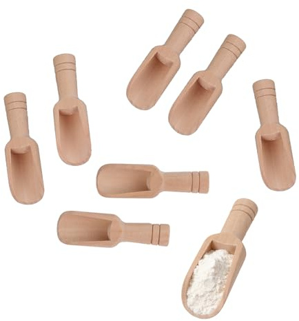 YRUHAN 8 Pièces Mini Petite Cuillère à Sel, Mini Pelle en Bois, Mini Cuillère en Bois, Lisses et Sans Bavures, Confortables à Tenir, Robustes et Durables, Conviennent pour les Sels de Bain, les Épices