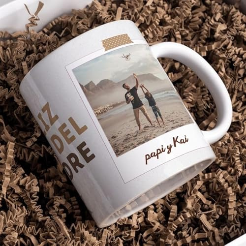Nomart Taza Día del Padre Personalizada con Fotografía y Nota, Taza para el Día del Padre, Regalo Papá, Regalo Padre, Día del Padre Personalizado, Taza con Foto y Dedicatoria
