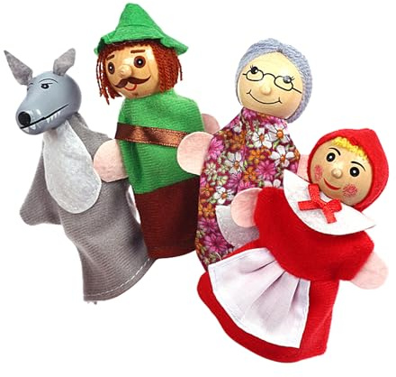 Set med fingerdockor | 4 x Fingerdockor för sagotid | 9,5 cm, fingerdocka