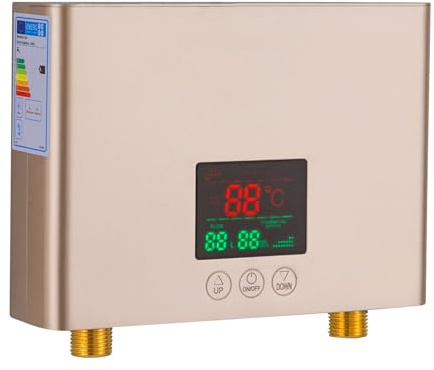 Chauffe-Eau Électrique Instantané 3000W Mini Chauffe-Eau Mural LED, Distributeur Eau Chaude Sans Réservoir IPX4 Écran LED Avec Télécommande AAA, Pour Cuisine Salle De Bain Camping-Car Garage