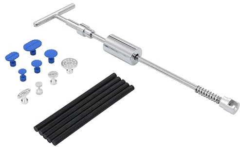 Kaloriko Set di 15 strumenti per la rimozione delle ammaccature con martello scorrevole, adattatori in alluminio e gomma, bastoncini di colla per carrozzeria dell'auto, strumenti manuali durevoli per