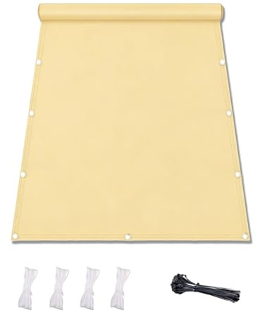 Toldo Rectangular Impermeable 5X5M Toldos Exterior Terraza, Toldo Vela Rectangular, Impermeable, Vela Sombra con Cuerda, para Exteriores, Pergola, Jardín, Terrazas Amarillo Claro