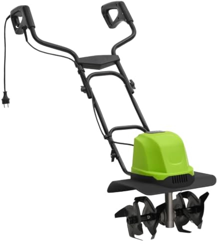LoogCape Elektrisk trädgårdsfräs med 4 stålknivar 800 W för jordbearbetning, rabattförberedelse och odling, lätt att använda, med 36 cm arbetsbredd och 23,5 cm djup