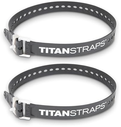 Industriella remmar i titan – säkerhetsrem set för att säkra klyftor, lastcyklar, trädgårdsslangar, träarbetsprojekt – 32 kg. Arbetsbelastning, 76 cm längd, svart, 2-pack