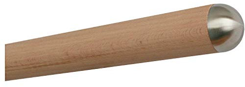 TIBU Buche unbehandelt Holz Handlauf Geländer 30-500 cm mit Edelstahl Endstück Wandhandlauf Wand Treppe, Länge: 1000 mm / 100 cm / 1,0 m Enden: halbrunde Edelstahlkappe