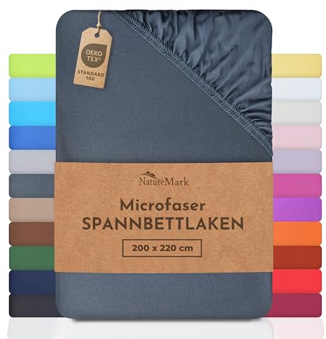 NatureMark - Mikrofaser SPANNBETTLAKEN zum Sparpreis! Viele Größen und Farben Markenware (Mittelgrau, 200 x 220 cm)
