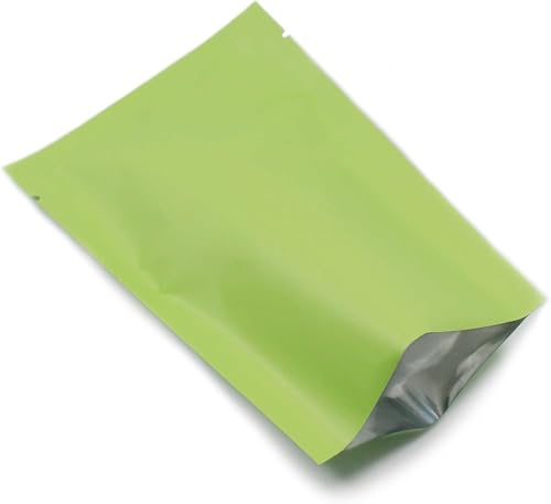 WACCOMT Pack 200 stycken platta öppna toppar Mylar-påsar vakuumförseglad långvarig förvaring av mat matt påse varm förseglad med skåra (6 x 9 cm (2,36 x 3,54 tum), grön)