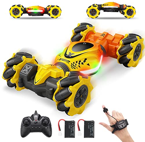 Pristar Ferngesteuertes Auto mit Handsteuerung, 2,4 GHz RC Twist Stunt Car 360° Handgeführtes Stunt-Auto 4WD RC Drift mit Musik und Beleuchtung RC Car Spielzeug Geschenk für Kinder Junge mädchen