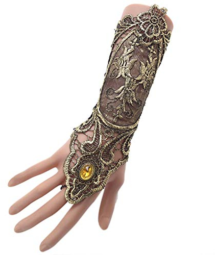 COOKOE Gothic Spitze Manschette fingerlos Handschuh Armwärmer Armband Schwarz Zubehör