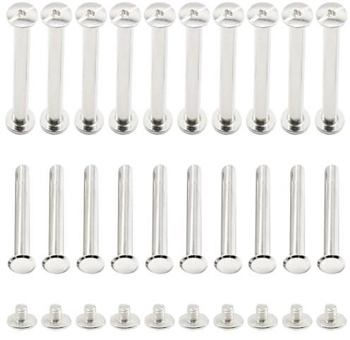 CEEYSEE 50Pezzi(25set) Viti Per Rilegatura M5x45mm Viti Chicago Vite a Testa Piatta Rivetti Vite Viti Rilegatura Kit Per Decorazione in Pelle, Album e Fai Da Te (M5 x 45mm)