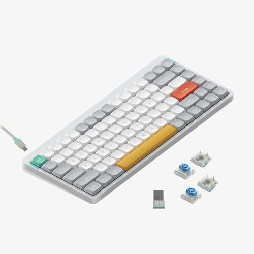 nuphy Teclado mecánico portátil Air75 V2 75%, teclado inalámbrico, compatible con teclados Bluetooth Bluetooth/2.4G/USB-C RGB, compatible con sistemas Windows/Mac OS/Linux White-Gateron Blue Switch