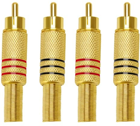 Spina Audio RCA, Connettore RCA Maschio, 4 Pezzi Audio/Video Connettore RCA, Connettore RCA Maschio, Spina Maschio RCA Senza Saldatura, Connettore per Saldatura Audio Phono, per Multimedia e CCTV