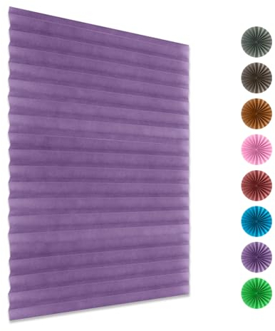 DEZYPZAM Plissee-vorhänge, Plissee ohne Bohren, Plissee ohne Bohren verdunkelung, Thermo Plisseerollo, lichtundurchlässig Plisseerollo (Lila,60x150cm)