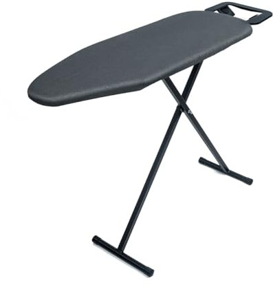 Duwee Asse da stiro con copertura resistente al calore e cuscinetto in feltro spesso, pieghevole e regolabile in altezza, compatto, leggero, facile da riporre, nero, 31 x 91 cm
