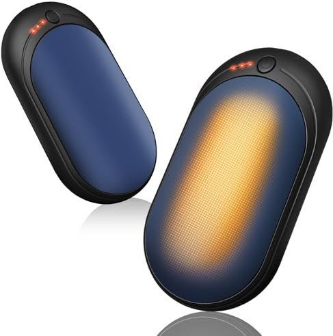 Scaldamani Ricaricabile USB,Riscaldatore Elettrico Tascabile,Scalda Mani Portatile Elettrico con 3 Livelli di Calore,Riutilizzabile,Regali di Natale per Campeggio All'aperto, Caccia (Blu, 2 Pack)