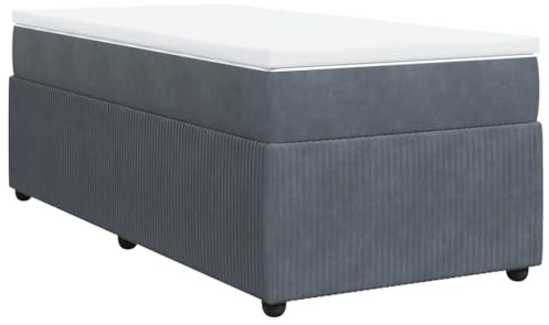 vidaXL Boxspringbett mit Matratze Dunkelgrau 100x200 cm Samt