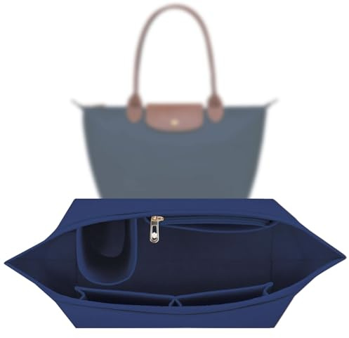 Sunshine smile Organizer für Longchamp Tasche,Organizer für Longchamp Pliage L,Tascheninnenorganizer,Taschenorganizer,Multi-Pocket Felt Handbag,Filz Taschenorganizer mit Mehreren Taschen