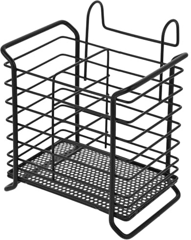 VINTORKY Iron Chopsticks Holder Hanging Cutlery Draining Basket Ventilated Utensil Drying Rack for Fast Drying of Spoons Forks and Knives Black