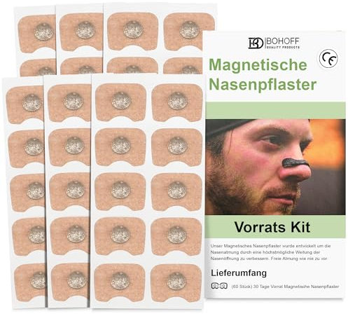 Magnetische Nasenpflaster Schnarchen (Nachfüll Kit 30 Tage) – Anti-Schnarch Nose Strips, Schnarchstopper & Schnarchschiene für besseres Atmen, Nasal Strips & Nasenstrips Magnet