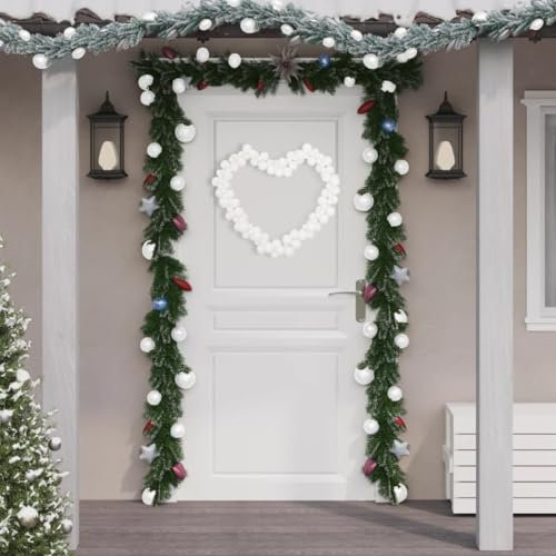 Kugelgirlande Weiß 175 cm Polystyrol,WeihnachtskugelnGirlande: Bruchfeste Weihnachtsdekoration für Haus, Garten und Schaufenster Saisonale Deko