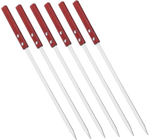 Happyyami 6Pièces Brochettes Plates Acier Inoxydable Poignées pour Barbecue Grillades de Kebab Autres Activités de Plein Air