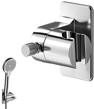 SHENGYIG Supporto Soffione Doccia, ABS Porta Soffione Doccia, Autoadesivo Gancio Doccetta Soffione, Regolabile a 360° Supporto Telefono-Doccia, per Casa, Hotel, Dormitorio