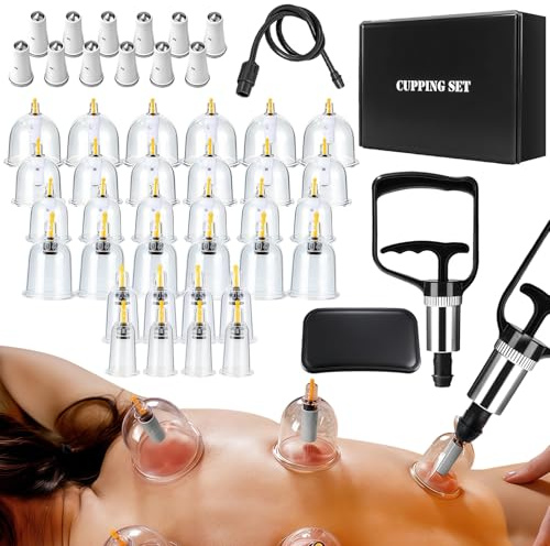 Lot de 48 ventouses en verre pour le visage et le corps avec manuel pour la tension et la relaxation des muscles