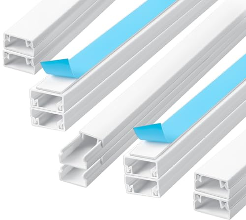 Romon Canaletas para Cables Adhesivos, 10 Paquetes De 0,4 Metros Organizador De Cables, para Ocultar Cables De Alimentación, Cables De Altavoces O Cables De TV En El Hogar O La Oficina (24mm*14mm)