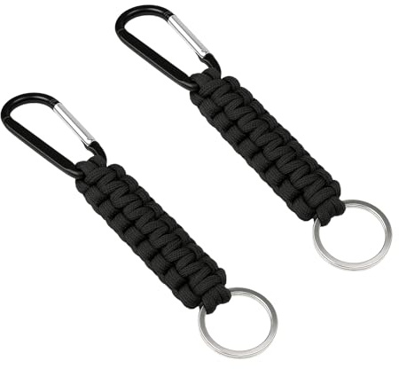 2 pcs Porte-Clé en Paracorde avec Mousqueton, Accessoire Multifonction Porte Clef Mousqueton Robuste Et Résistant, Cordon Tressée Crochet Pour Clés, Couteaux, Camping, Randonnée, Pêche, Voyage