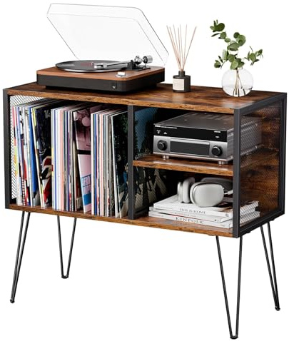 Vfelf Record Player Stand, Record Player Table with Vinyl Storage Holds up to 230 Albums Storage Cabinet Turntable Stand Album Shelf and Holder