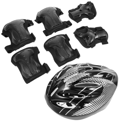 YARNOW Ensemble de Protections Épaisses pour Skateboard Adulte Comprenant Casque Coudières Genouillères et Protège-Mains en Plastique Solide et Coton Confortable et Respirant pour