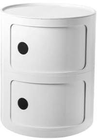 Nordic Modern Bedside Cabinet with Drawers & Sliding Door - 2-Tier White Nightstand Storage Unit for Bedroom, Round Table, Stylish Plastic Chest