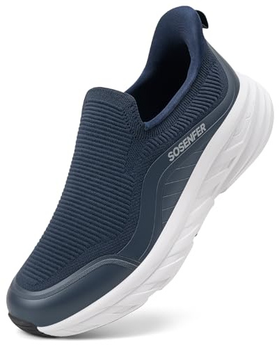 Sosenfer Chaussures de Marche à Enfiler pour Homme - sans Lacets - Respirantes - Mains Libres - Chaussures de Loisirs légères - pour l'extérieur - Tailles 40 à 46，Bleu Foncé, 42 EU