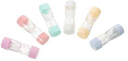 DECORNIJIA 6 Piezas Estuche Rígido para Lentes de Contacto Rgp Doble 6 Compartimentos, Compacto y Portátil, Contenedor Resistente para Viaje, Almacenamiento Separado para Higiene y Cuidado