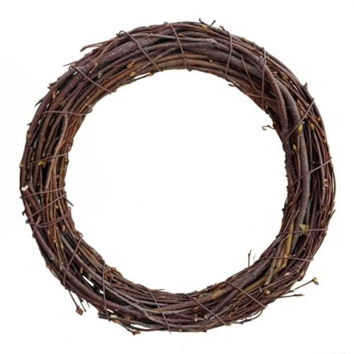 12 Inch Handmade Natural Twig Wreath Birch Branch Wreath Grapevine Style Wreath Form for DIY Crafts Front Door Decor Farmhouse Wedding Christmas