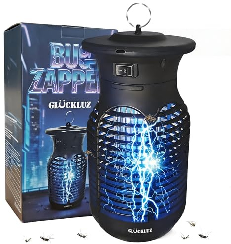 Glückluz Lampe Anti-Moustiques UV 20W, Anti Moustique Electrique avec Tube UV Amélioré 365-395nm 3800V Sécuritaire et Non Toxique, Lampe Anti Mouche pour Intérieur Extérieur Jardin Bureau (Cercle)