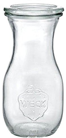 Weck-Saftflasche 290 ml mit Deckel mit 60 mm Durchmesser, Karton mit 6 Stück, transparentes Glas