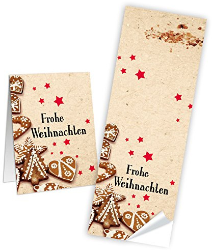 25 Frohe Weihnachten Etiketten 5 x 14 8 cm für Gebäck Lebkuchen Keksbeutel Geschenk Aufkleber hochwertig Logbuch-Verlag