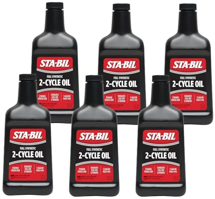 STA-BIL Full Synthetic 2-Cycle Oil - With Fuel Stabilizer - 5 Gallon Mix - 50:1 And 40:1 Mix Ratios - Low Smoke Formula, 13 fl. oz. 6 Pack