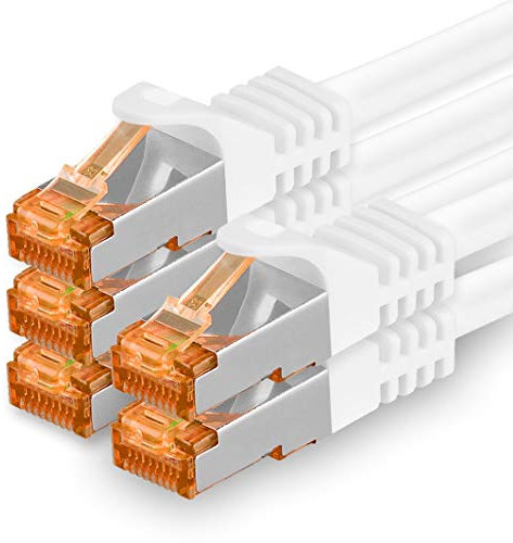 1aTTack.de Câble Réseau Cat7 Cat 7 10 GB/s SFTP - 5x 10m - RJ45 Ethernet LAN DSL Routeur Modem - Blanc