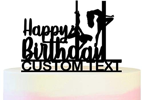 Innovedesire Personalisiert Sie Ihren Namen Happy Birthday Sexy Pole Dance Girl Kuchenaufsätze Hochzeit Geburtsta Acryl Dekor Cupcake Kuchen Topper Stand für Kuchen Party Dekoration 11 Stück