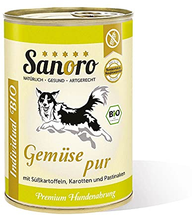 Sanoro Gemüse/Obst Mix pur - Premium-Hundefutter in Bio-Qualität - Mix aus Bio-Süßkartoffel, Bio-Karotte und Bio-Pastinake, salzfrei - vegetarischer Barf-Zusatz (12 x 400 g)